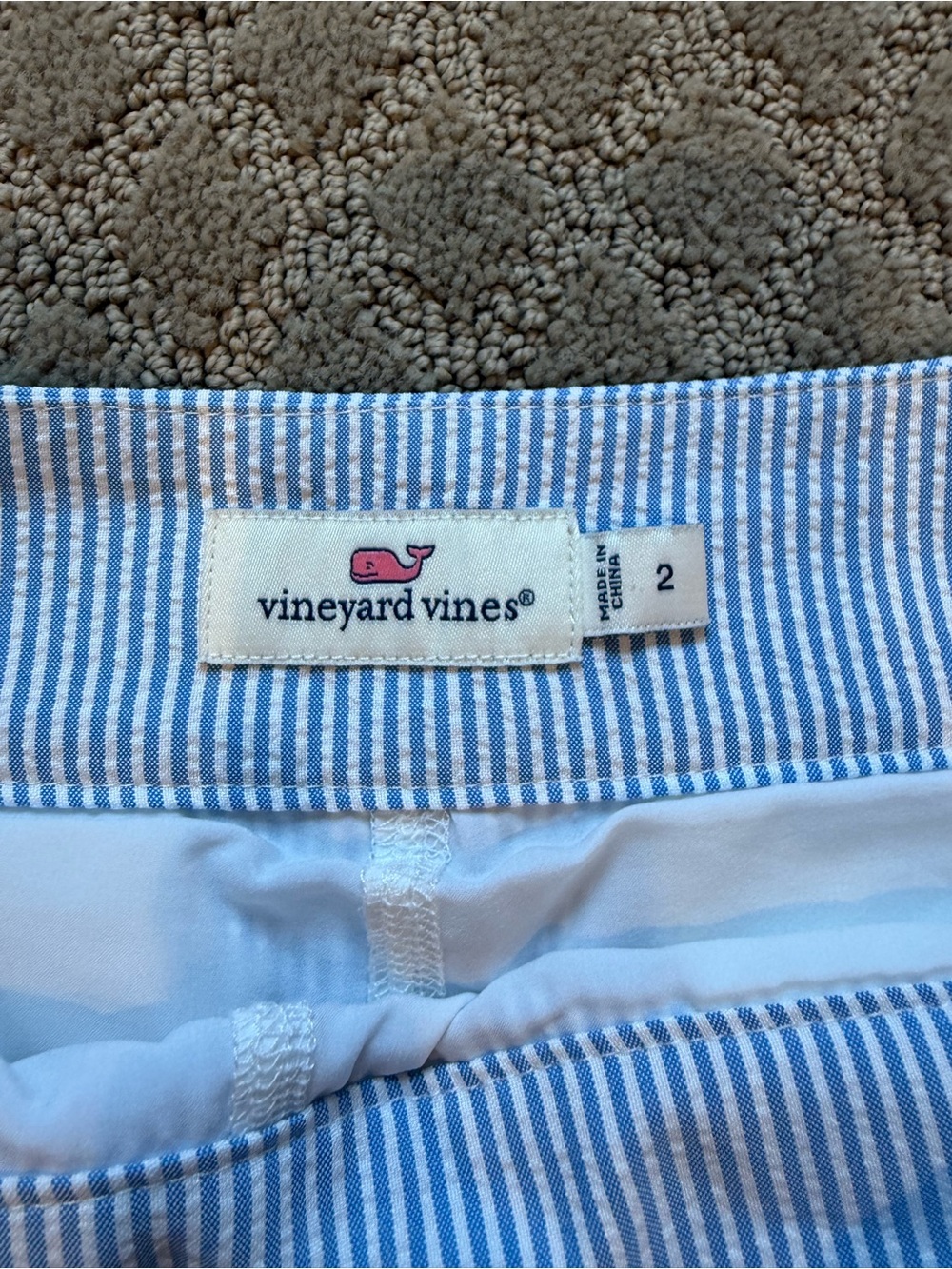 Vineyard Vines White and Light Blue Striped Scalloped Hem Mini Skirt - Picture 6 of 6